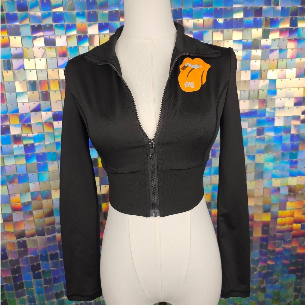 THC‎ Black Cropped Zip Up Jacket, Collared, Long Sleeve, Edgy